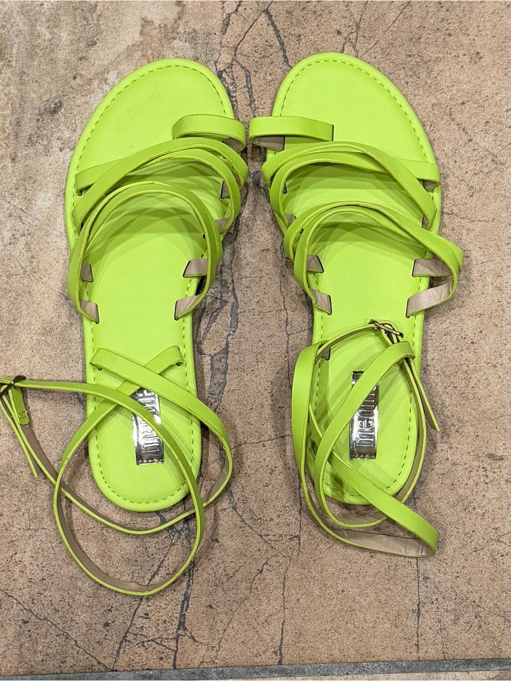 Women's Neon Green Strappy Sandals
